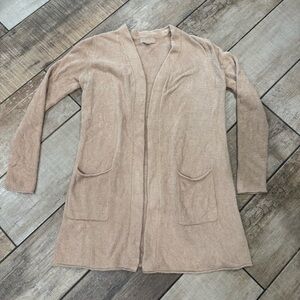 Barefoot Dreams CozyChic Lite Knit Cardigan Sweater Size Small Tan Lounge Comfy